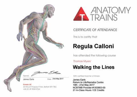 Diplôme de Regula Calloni (fascia-pilates)