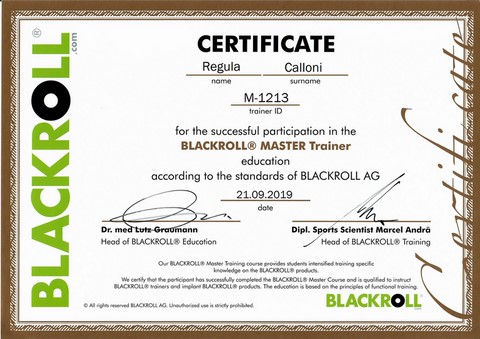 Diplôme de Regula Calloni (fascia-pilates)