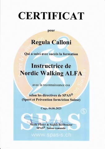Diplôme de Regula Calloni (fascia-pilates)