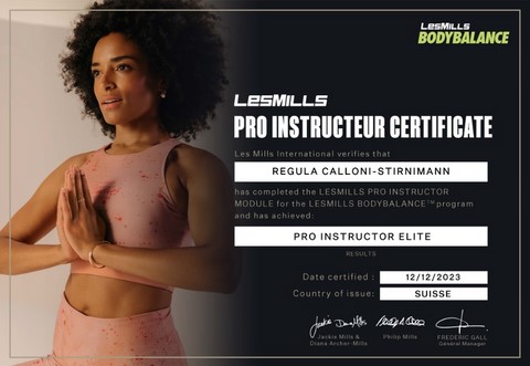 Diplôme de Regula Calloni (fascia-pilates)