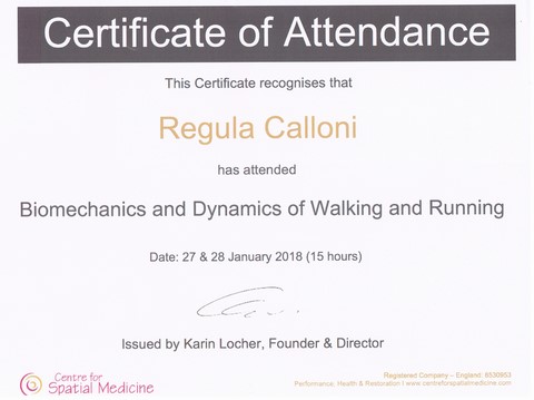 Diplôme de Regula Calloni (fascia-pilates)